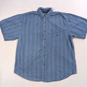 Vintage 90s Coliseum Jeans Striped Denim Shirt | XL Oversized Retro Streetwear